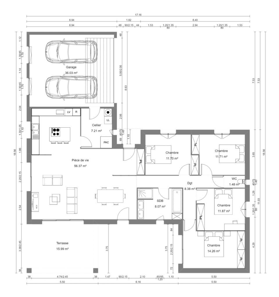 Plan de maison modèle Monello